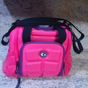 6 Six Pack Fitness Meal Prep Insulated Duffel Cooler Pink Bag MULTI COMPARTMENT